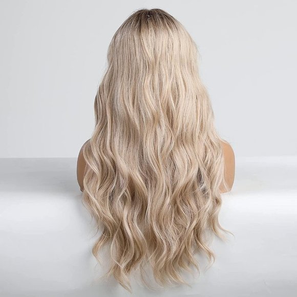 Long Ombre Light Blonde Middle Part Wig - Picture 2 of 7